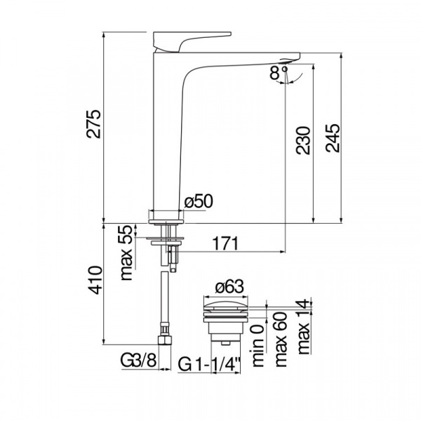 Смеситель для раковины Nobili Yoyo YO126128/2CR