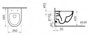 Унитаз укороченный подвесной безободковый с сиденьем микролифт Vitra Sento 7747B003-6115