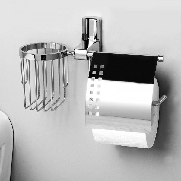 Держатель туалетной бумаги и освежителя воздуха WasserKRAFT Leine K-5059 с крышкой Хром