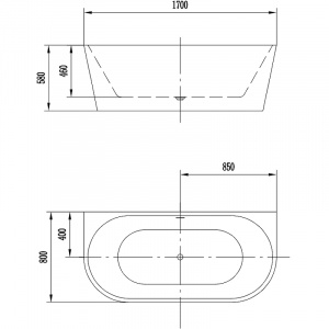 Акриловая ванна Art&Max 170х80 AM-206-1700-800 без гидромассажа