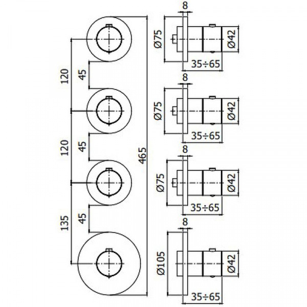 Смеситель для душа Paffoni Modular Box MDE019NO с термостатом Черный матовый