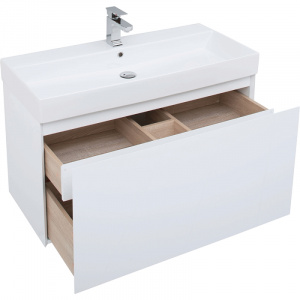 Комплект мебели для ванной Aquanet Йорк 100 203645 подвесной Белый глянец