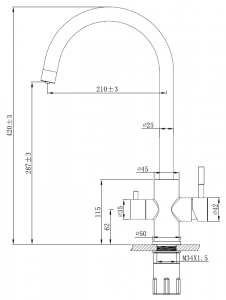 Смеситель кухонный ESKO, с подключением к фильтру (GR 04 B)
