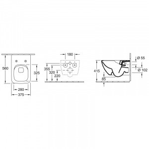 Подвесной безободковый унитаз Villeroy & Boch Venticello 4611R0R1