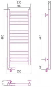 Полотенцесушитель электрический 800х300 МЭМ левый Сунержа Модус 2.0 00-5600-8030