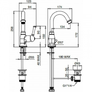 Смеситель для раковины Bugnatese Denver BN.DNV-6419CR Хром