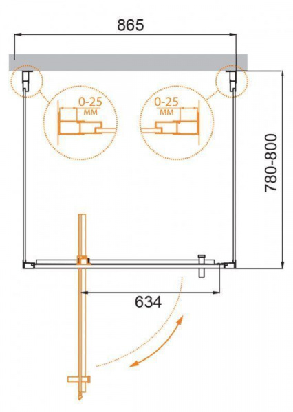 Душевой уголок CEZARES MOLVENO-BA2-90/80-C-Cr-IV