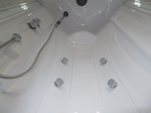 Душевая кабина Royal Bath ВК 90x90 RB90BK2-T-CH с гидромассажем стекло прозрачное задняя стенка Белая