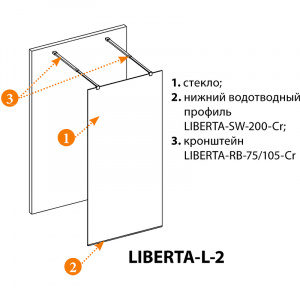 Душевая перегородка Cezares Liberta 90 LIBERTA-L-2-90-C-NERO профиль Черный матовый стекло прозрачное