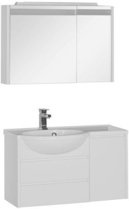 Зеркальный шкаф Aquanet Лайн 90 165582 с подсветкой L Белый