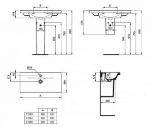 Раковина встраиваемая сверху Ideal Standard Connect (62х41) E504901