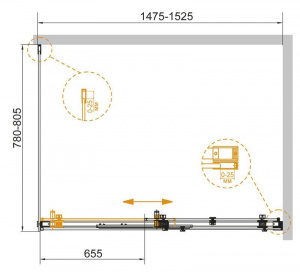 Душевой уголок Cezares Stylus-Soft AH-1 150x80 профиль Хром стекло прозрачное