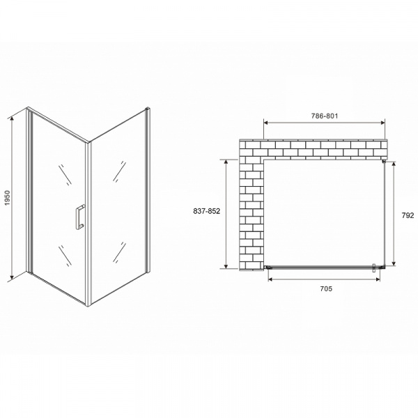 Душевой уголок Abber Sonnenstrand 80x85 AG04080-S85 профиль Хром стекло прозрачное