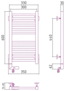 Полотенцесушитель электрический 600х300 МЭМ правый Сунержа Модус 2.0 00-5601-6030