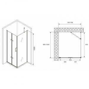 Душевой уголок Abber Zart 80x100 AG08080P-S101 профиль Хром стекло прозрачное