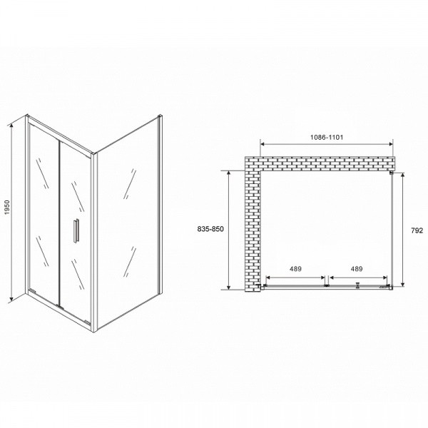 Душевой уголок Abber Sonnenstrand 110х85 AG07110-S85 профиль Хром стекло прозрачное