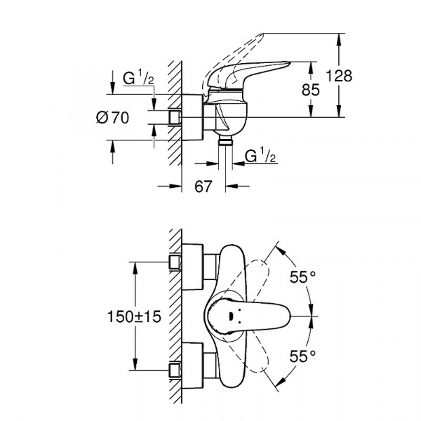 Смеситель для душа Grohe Eurostyle 23722LS3 Белая луна