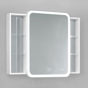 Зеркальный шкаф Jorno Bosko 100 Bos.03.100/W с подсветкой с часами
