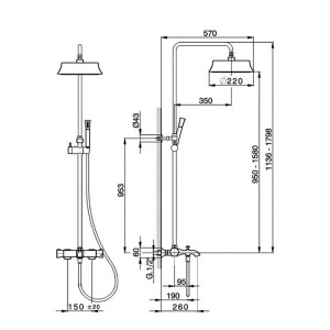 CISAL Cherie Настенная душевая система:термостатический смеситель для ванны/душа,верхний душ,ручной душ с держателем и шлангом, цвет хром