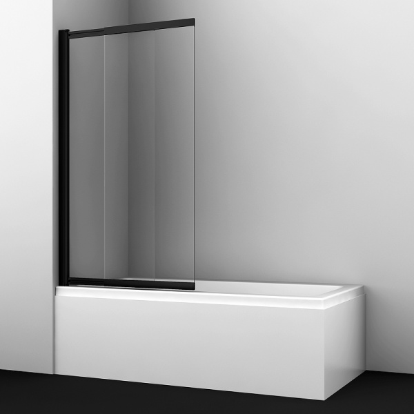 Шторка на ванну WasserKRAFT Dill 100 61S02-100 профиль Черный стекло прозрачное