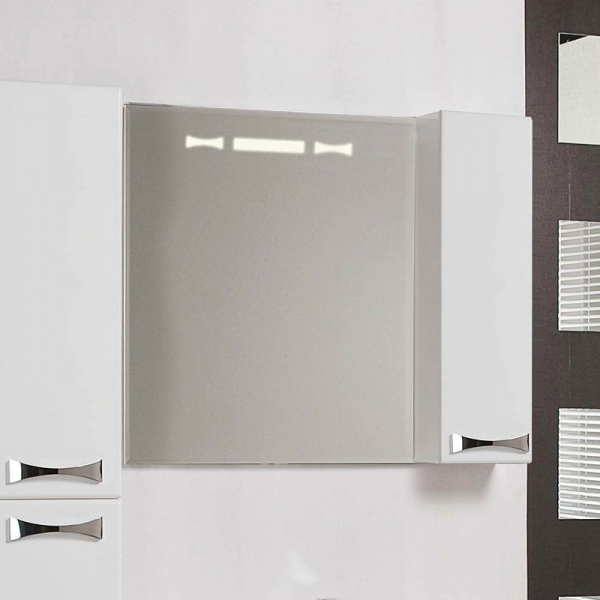 Зеркало со шкафом Aquaton Диор 80 R 1A168002DR01R с подсветкой Белое