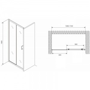Душевая дверь 110 см Abber Schwarzer Diamant AG30110B5 прозрачное