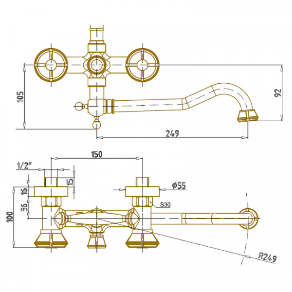 Душевая система Bronze de Luxe Royal 10121DDF Бронза
