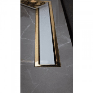 Душевой лоток Pestan Confluo Premium Line 650 White Glass Gold 13100122 с решеткой Белый глянцевый Золото глянцевое