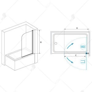 Шторка на ванну RGW Screens SC-09 В 80x150 профиль Черный стекло прозрачное