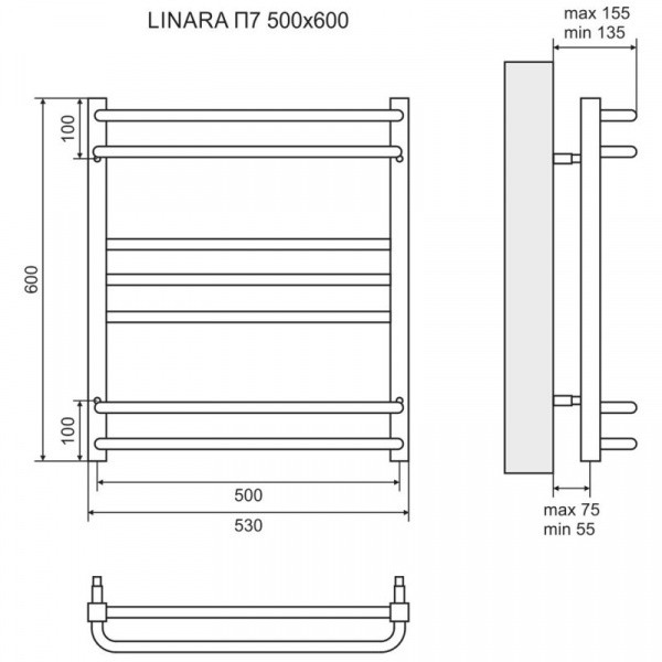 Полотенцесушитель водяной 600х500 Lemark Linara П7 LM04607
