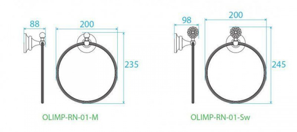 Кольцо для полотенец Cezares OLIMP-RN-03/24-Sw Золото