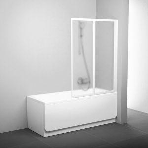 Шторка на ванну Ravak Behappy VS2 105 796M0100ZG профиль Белый стекло Grape