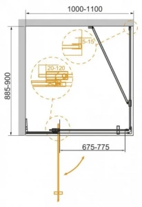 Душевой уголок Cezares Slider АН-1 100/110х90 профиль Хром стекло прозрачное