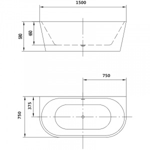 Акриловая ванна Art&Max 150х75 AM-206-1500-750 без гидромассажа