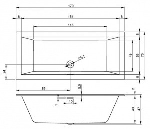 Акриловая ванна Riho Rething Cubic (170 x 75) B105013005