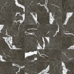 Мозаика Coliseum 610110001107 Michelangelo Dark Mosaico / Микеланджело Дарк  30x30 черная матовая под мрамор, чип квадратный