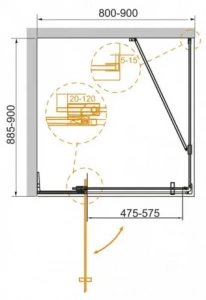 Душевой уголок 80-90х90 см Cezares SLIDER-AH-1-90-80/90-C-CR прозрачное