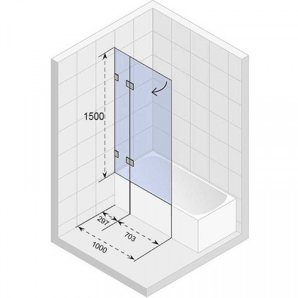 Шторка на ванну Riho VZ Scandic NXT X109 100x150 P G001150120 (GX00212C2) профиль Хром стекло прозрачное