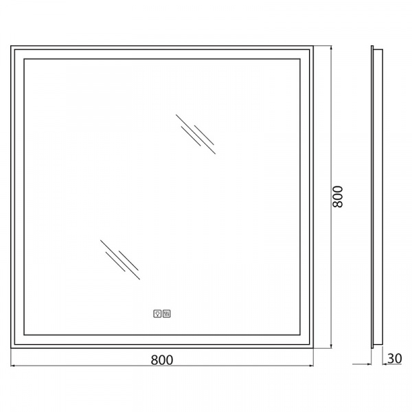 Зеркало BelBagno SPC-GRT-800-800-LED-TCH-WARM с подсветкой с подогревом с сенсорным выключателем