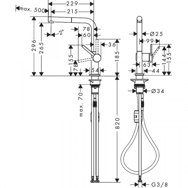 Смеситель для кухни Hansgrohe Talis M54 72808000 Хром