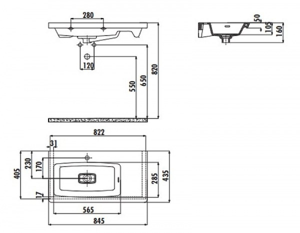 Раковина Creavit Memory 85 L MY085-00CB00E-0000 Белая