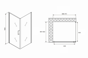 Душевой уголок Abber Sonnenstrand 70x90 AG04070-S90 профиль Хром стекло прозрачное