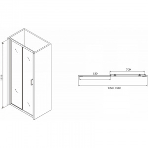 Душевая дверь 140 см Abber Schwarzer Diamant AG30140B прозрачное