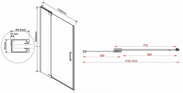 Душевая дверь Vincea Extra 120 VDP-1E1112CLB профиль Черный стекло прозрачное