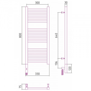 Полотенцесушитель электрический 800х300 шампань матовая МЭМ левый Сунержа Модус 3.0 022-5700-8030