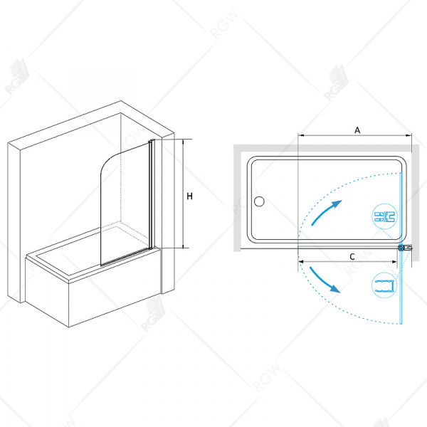 Шторка на ванну RGW Screens SC-109B 70х150 411110907-14 профиль Черный стекло прозрачное