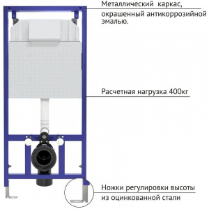 Комплект унитаза с инсталляцией Berges Wasserhaus Novum 042450 с сиденьем Микролифт и клавишей смыва Хром глянцевый