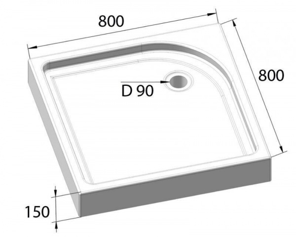 Акриловый поддон для душа BelBagno Tray 80x80x15 Белый  с антискользящим покрытием (квадрат)