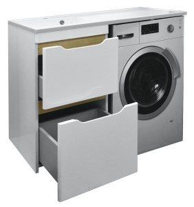 Комплект тумба с раковиной AZARIO Magenta 120 левая под стиральную машину (56) белая (CS00078395)