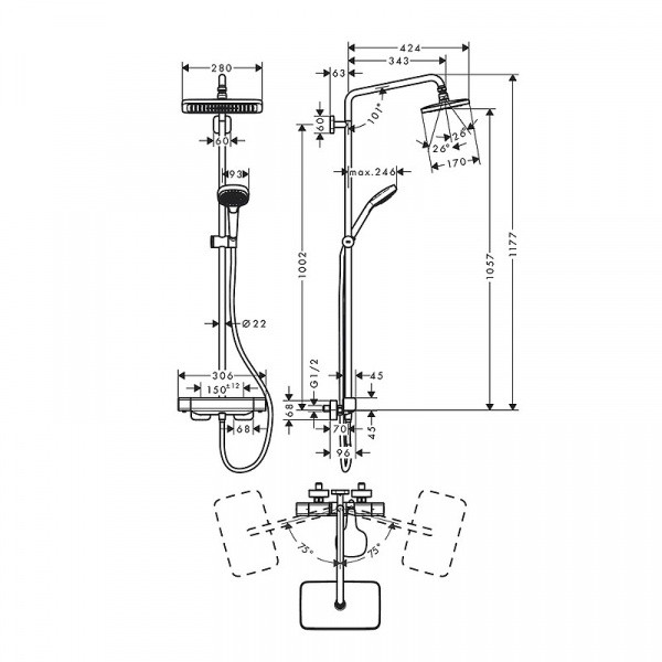 Душевая система Hansgrohe Croma E 27660000 Хром